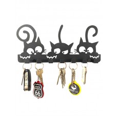 Kedi Home temalı metal, dekoratif duvar tipi anahtar askısı